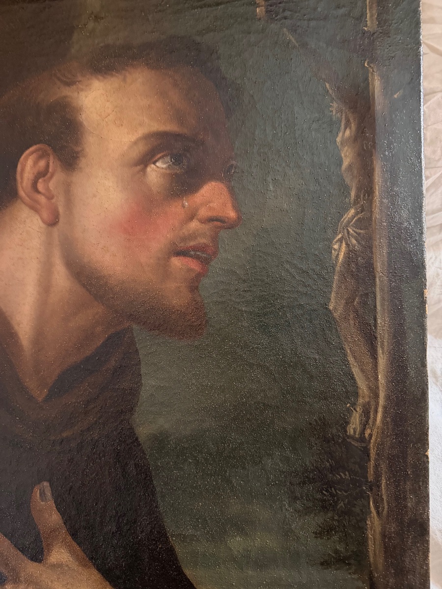 Saint-François d'Assise en prière aux stigmates de Francesco Trévisani version d'Atelier XVIIIè-photo-2