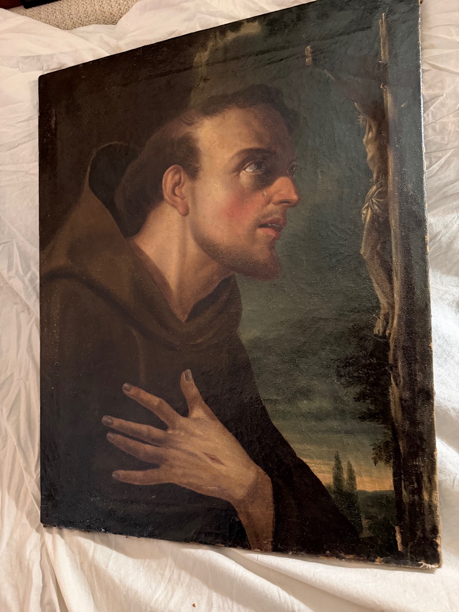 Saint-François d'Assise en prière aux stigmates de Francesco Trévisani version d'Atelier XVIIIè-photo-3