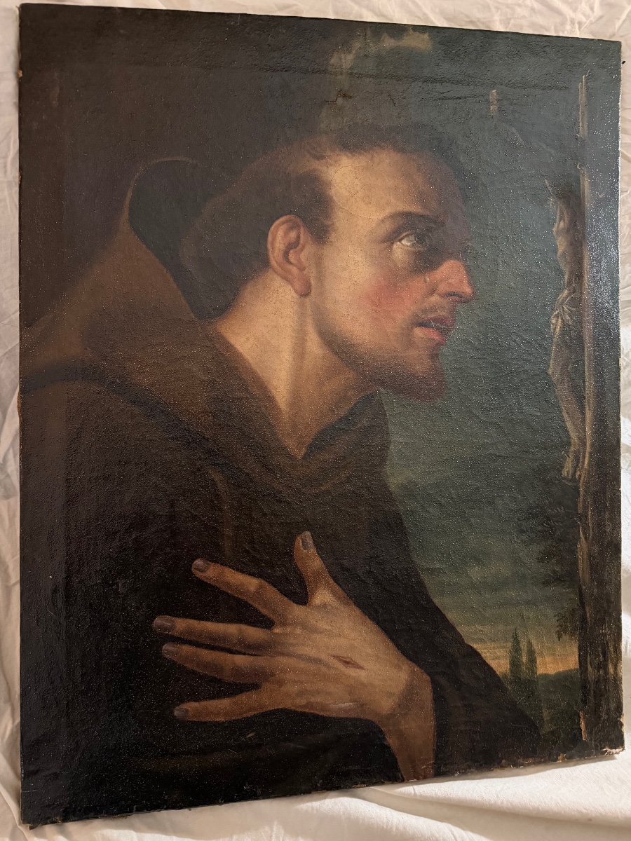 Saint-François d'Assise en prière aux stigmates de Francesco Trévisani version d'Atelier XVIIIè-photo-1