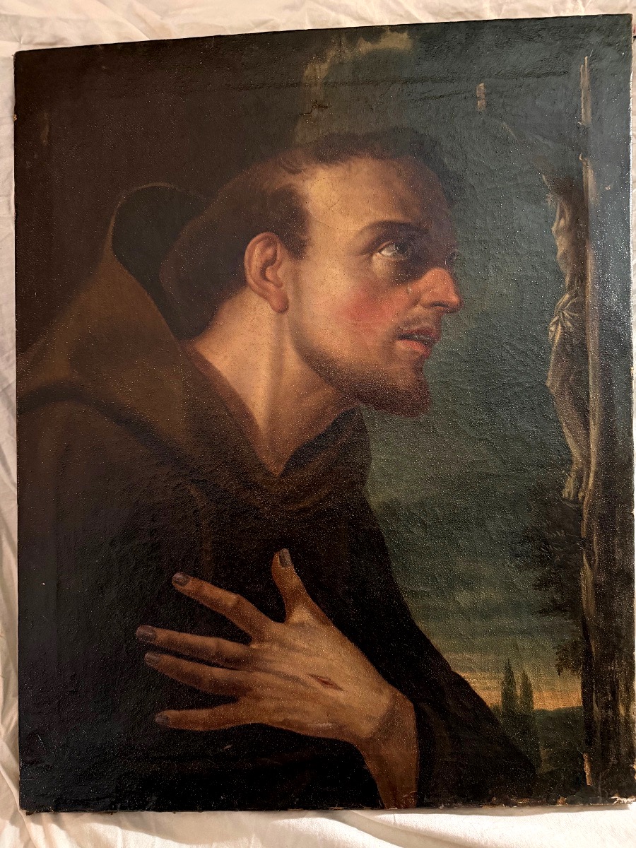 Saint-François d'Assise en prière aux stigmates de Francesco Trévisani version d'Atelier XVIIIè-photo-8