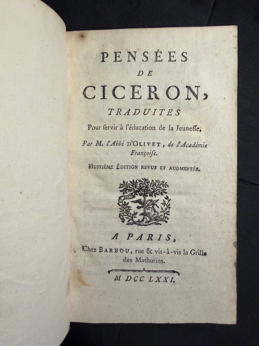 Pensées De Ciceron , 1 Vol. In 12-photo-2