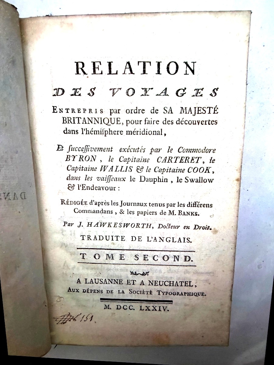  4 Vol:Relation des Voyages entrepris par sa Majesté Britannique exécutés par le Commodore.1774-photo-5