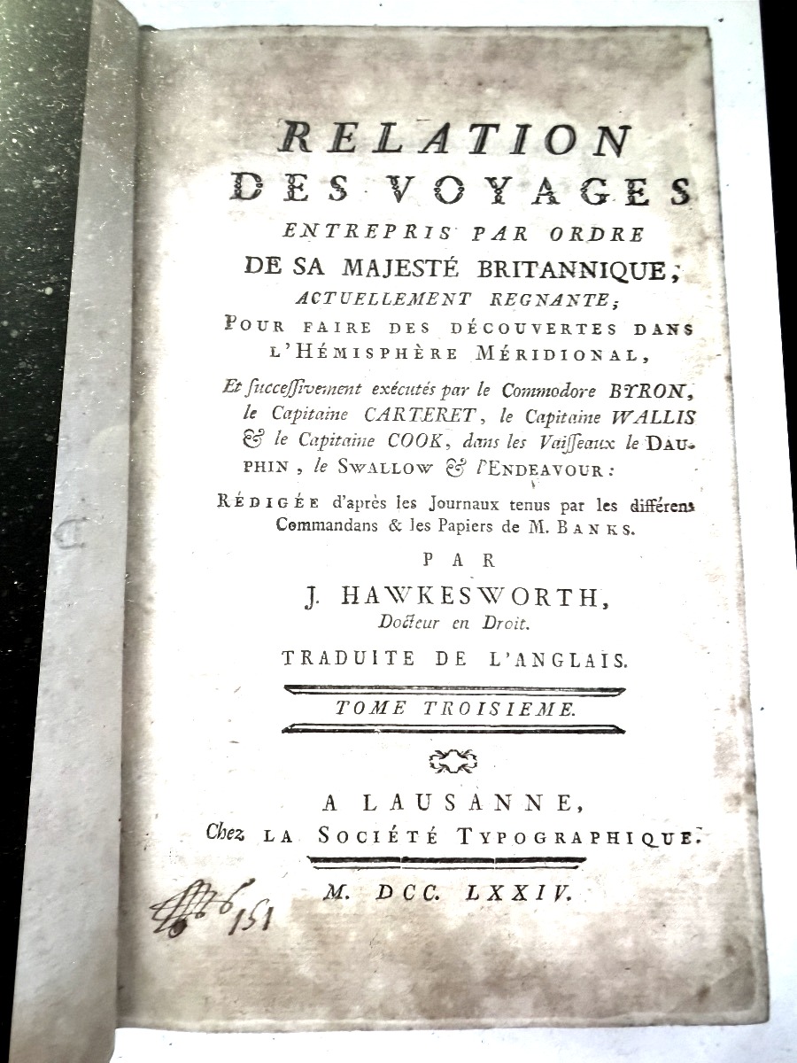  4 Vol:Relation des Voyages entrepris par sa Majesté Britannique exécutés par le Commodore.1774-photo-6