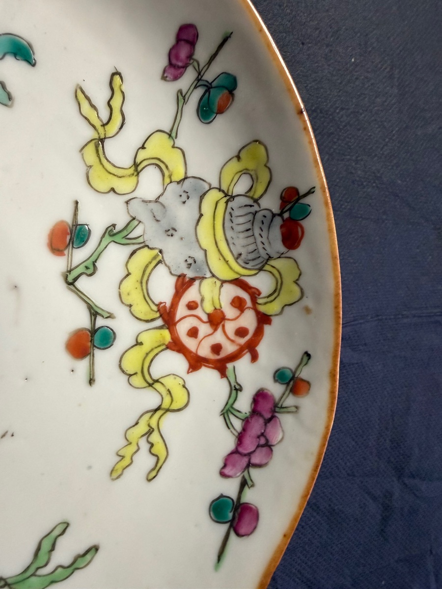 19th-century  Qing Porcelain Dish, Decorated With Floral And Fish Motifs And Abstract Designs-photo-6