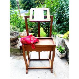 Painter's Desk In Watercolor In Blond Walnut Early 19th With Its Adjustable Lectern And Drawer