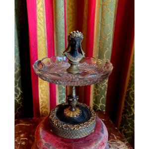 Elegant Bronze Baguier Cup Two Patinas, Baccarat Crystal With Caryatid Head Th. Charles