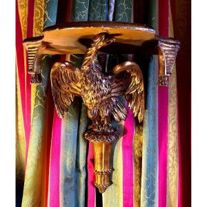 Rare Wall Light Console In Gilded Wood With Imperial Eagle With Outstretched Wings Late 18th Century