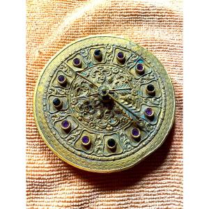 Rare Charles X Period Curiosity Object Bishop's Audience Timer In Bronze And Amethysts