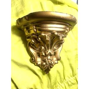 Pet. Console d'Applique En Bois Stuqué Doré  Et Faux Marbre.  Style Louis XV d'époque XVIIIème 