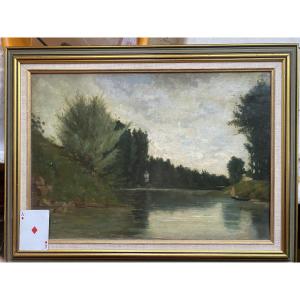 "Bords de Seine dans la Région de Rouen" huile /toile Impressionniste signée Albert Lebourg .77