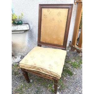 Generous Louis XVI Stained Molded Walnut Nurse's Chair Upholstered Seat With Base & Cushion