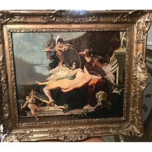  Décorative Grande  huile / toile  Baroque "La Vénus au Miroir"  Encadrée de la fin du XIX ème 