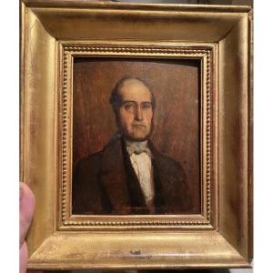  Charmant Portrait d'Homme Elégant d'époque Louis Philippe encadré doré , huile/bois vers 1840