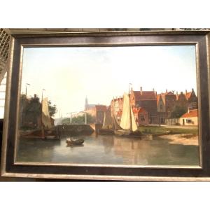 Large View Of Enkuisen In Holland Oil On Canvas By The Painter: Jf Hulk 1855-1913, In Amsterdam