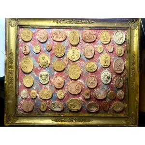  Bien encadrées , empreintes de camées en terra-cotta Italienne de Dieux & Déesses Antiques 19è