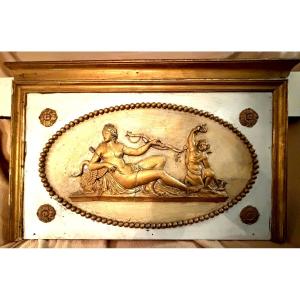 First Empire Mirror Or Door Top: Leda, Cupid And His Bow, And The Swan, Stuccoed Wood, 19