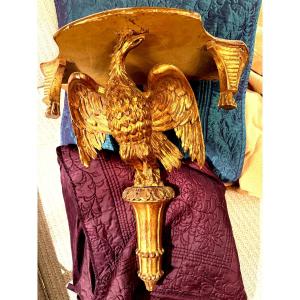 Late 18th Century: Imperial Eagle, Wings Outstretched, Gilded Carved Wooden Wall Sconce