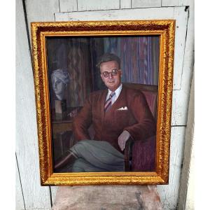 Large Framed Portrait Of A Man Of The World In Horse Costume With Glasses In His Living Room 1930 H/t