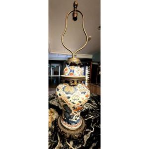 Large Living Room Lamp In Imari Porcelain Japan 19th Century Quality Ornamental Bronze Mounting