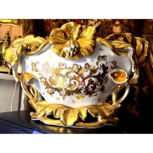 Important beau vase ,dit de mariage en porcelaine blanche dorée a l'or vif ,ép ; Louis Philippe