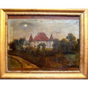 Grand Ex-Voto encadré, d'époque Louis Philippe encadré :"De L'Hormerie" , Château daté de 1840