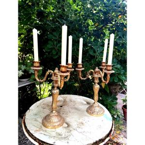 Pair Of 19th Century Transitional Style Bronze Candélabra