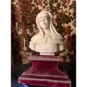 Bust Of A Woman With Her Hair Covered, In The Style Of The Italian Renaissance, Signed Bosio, 19th Century