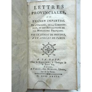 Lettres Provinciales,ou examen impartial de l'Origine de la Constitution , et des Révolutions..