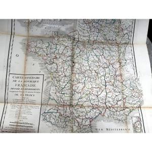 Remarquable ensemble de 60 cartes colorées dépliantes de 1780 à 1790 par M. Bonne en I Vol In4