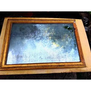 Louis XVI-style Mirrored Panel Made Of Gilded Wood Carved With Palmettes And Original Tin On Three Sides And The Back