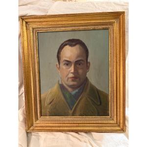 A Rare, Beautiful Portrait From The 1940s Of The Author Of *the Little Prince*, Antoine De Saint-exupéry, Oil On Panel
