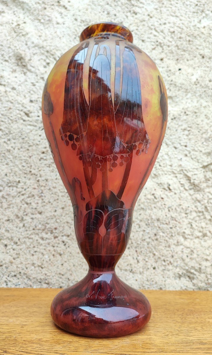 Le Verre Français - Charder - Vase Decorated With Campanules
