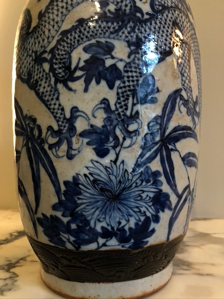 Vase Nankin à Décor Bleu -photo-2