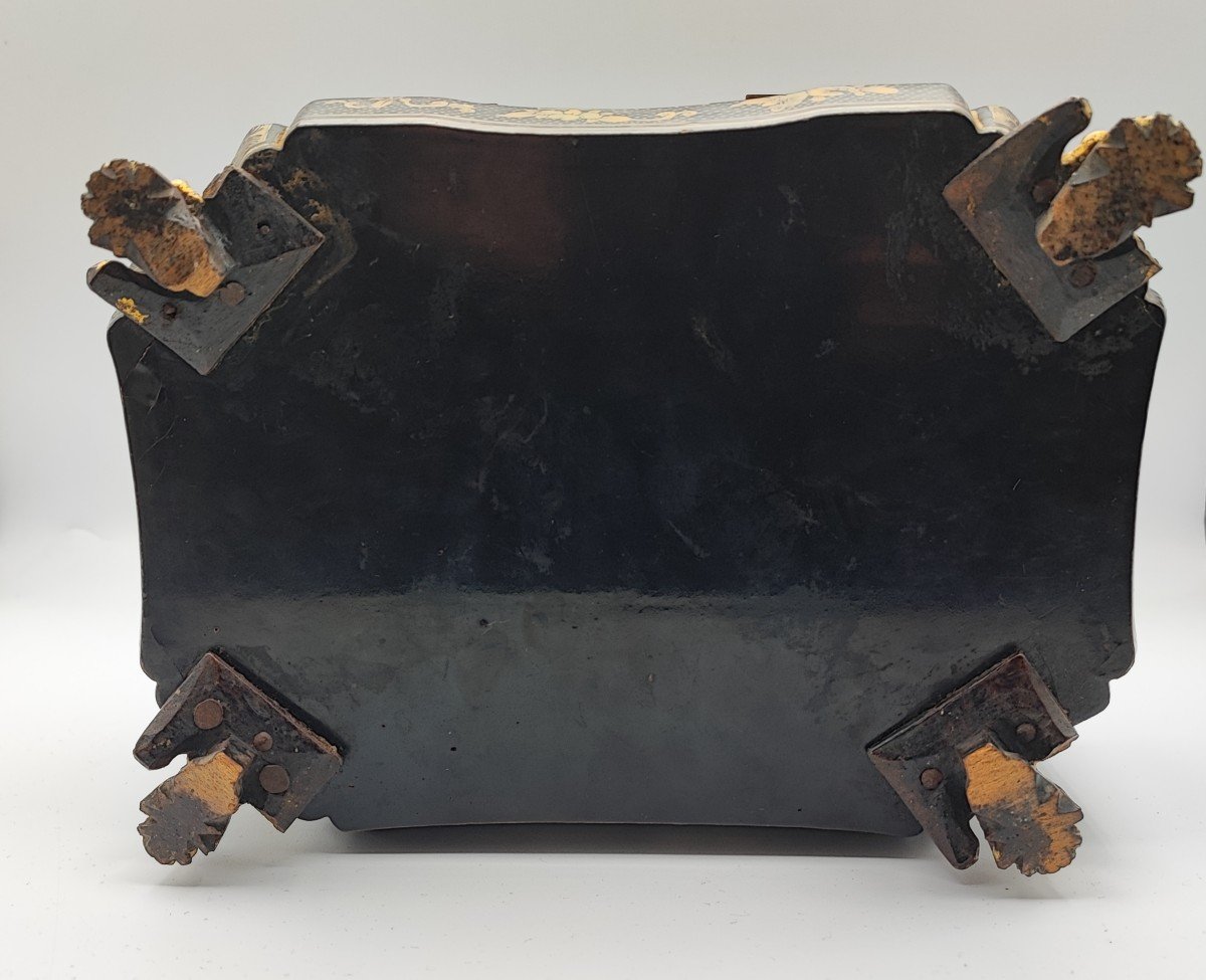 Tea Box In Lacquered Wood From Canton China 19th Century-photo-3