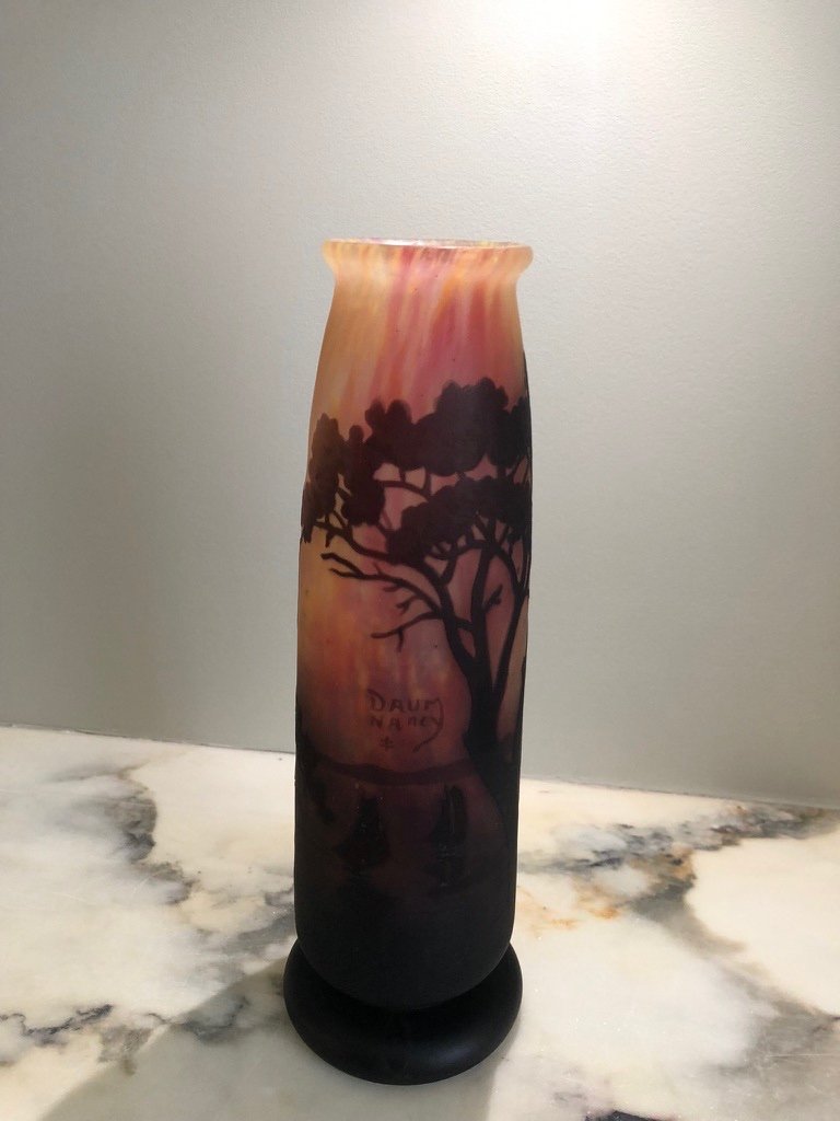 Pretty Daum Vase With Mediterranean Landscape Decor -photo-3