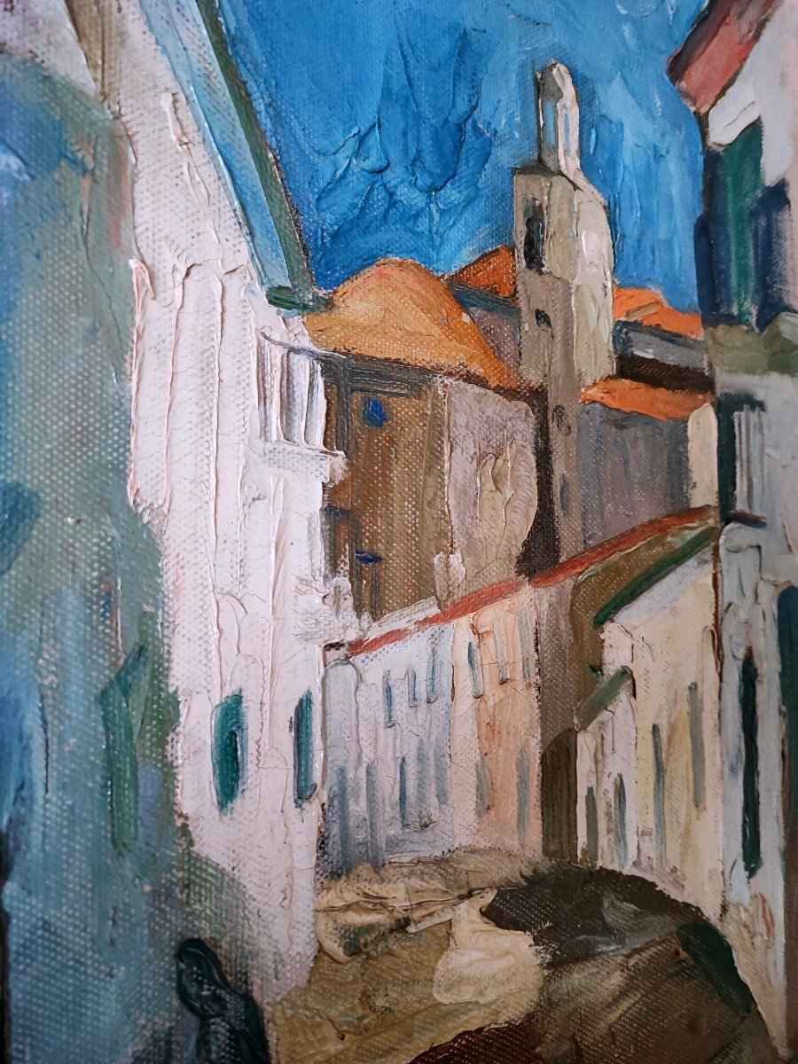 Solange Fregnac - Hst Representing A Provençal Village -photo-2