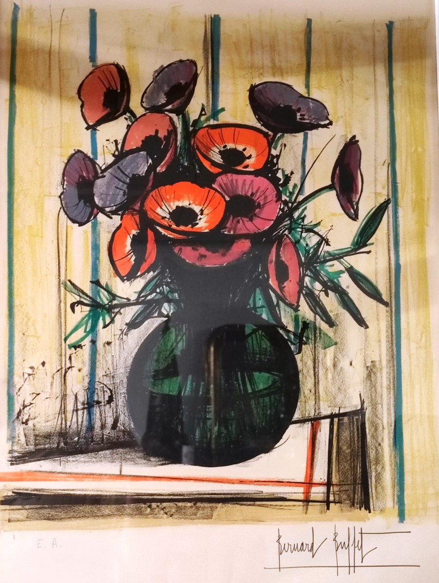 Bernard Buffet (1928- 1999 ) Lithographie Les Anémones - épreuve d'artiste