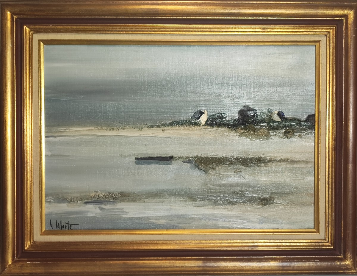 Georges LAPORTE (1926-2000) HST bord de mer en bretagne-photo-2