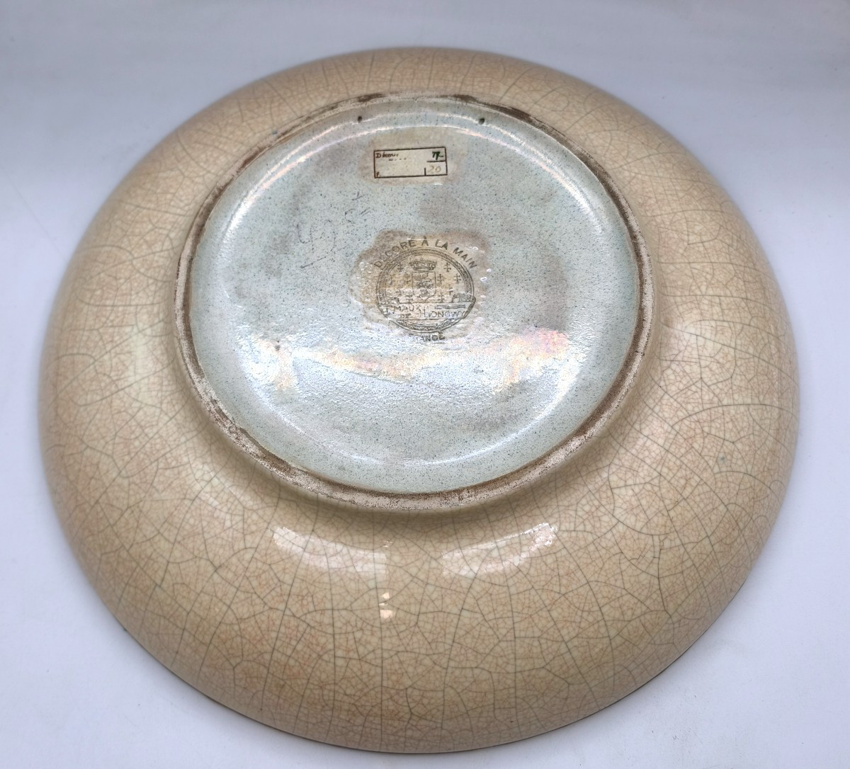 Manufacture Des Emaux De Longwy - Large Dish With Parrot Design-photo-3