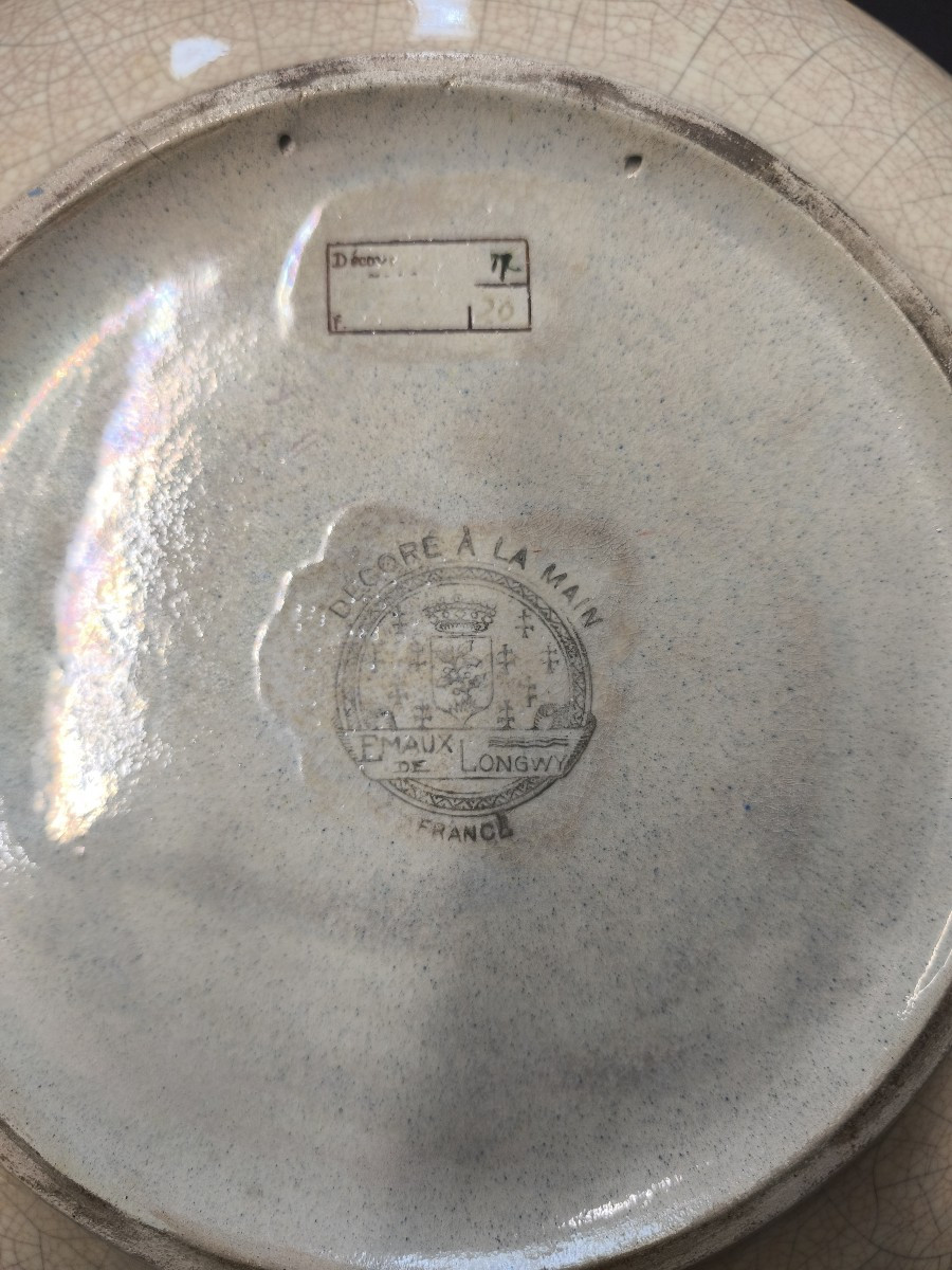 Manufacture Des Emaux De Longwy - Large Dish With Parrot Design-photo-4