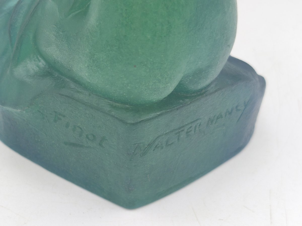 Amalric Wlater - sculpture presse papier femme au châle signé Alfred Finot-photo-1