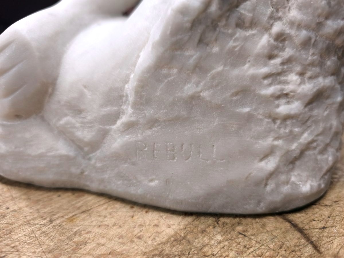 Joan Rebull Torroja - Art Deco Marble Sculpture Depicting A Reclining Woman  -photo-4