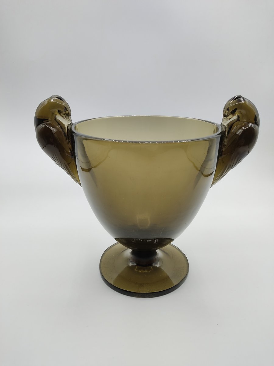 René Lalique - Vase Oiseaux Ornis Fumé