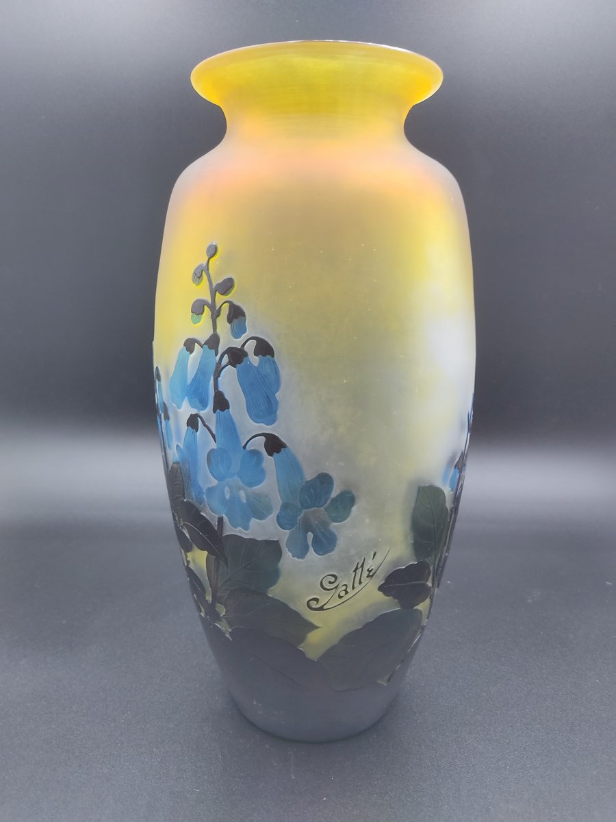Gallé Vase With Digitalis Flower Decor-photo-2