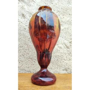 Le Verre Français - Charder - Vase Decorated With Campanules
