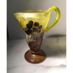 Daum Pitcher With Blackberry Decor, Signed