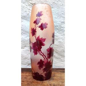 Legras - Vase Tonneau De La Série Rubis