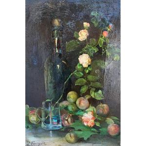  Julie Delance Feurgard - Still Life With Plums And Roses
