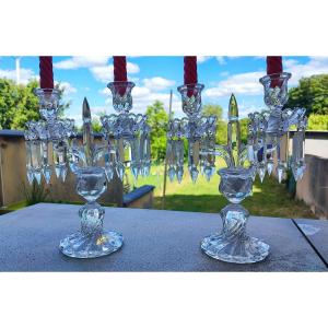 Paire de girandoles en cristal de Baccarat 