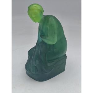 Amalric Wlater - sculpture presse papier femme au châle signé Alfred Finot